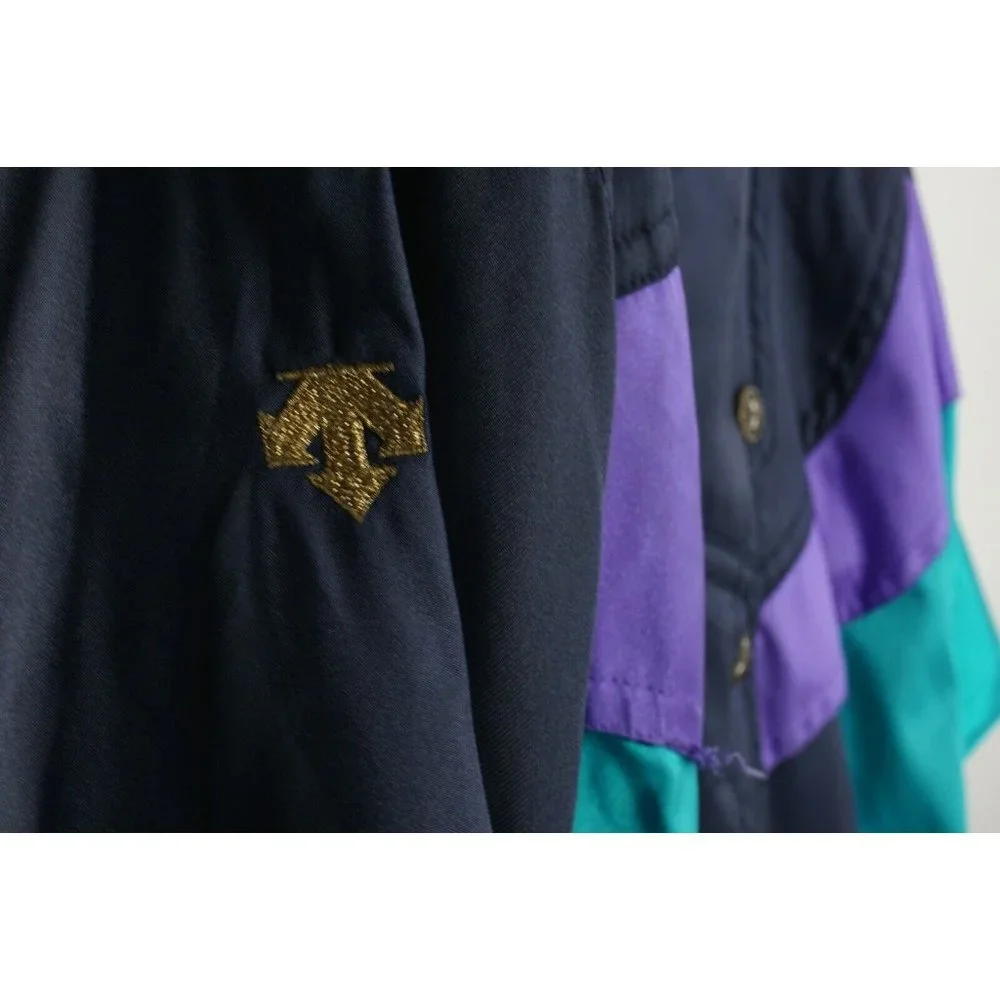 Vintage Descente Women's Size 14 Blue Belted Lined Insulated Zip Snap Ski Jacket